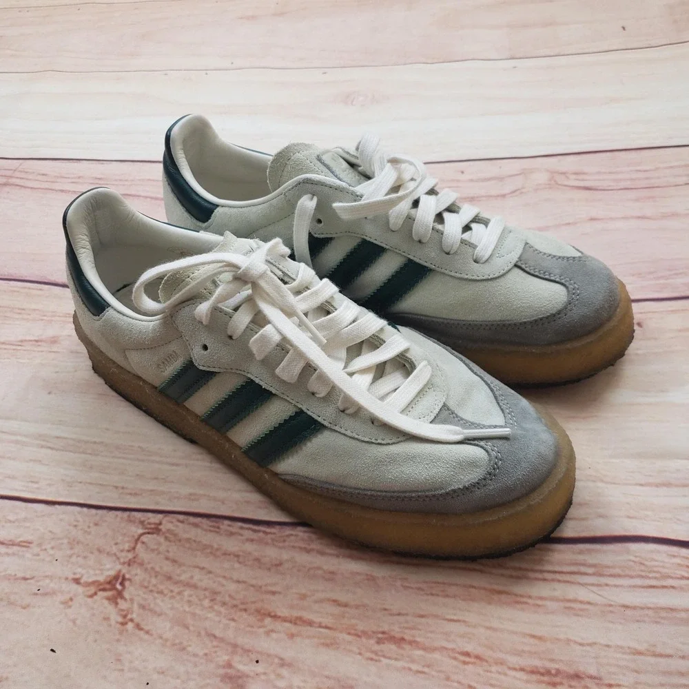 Adidas‎ Samba Fieg Shoes Mens Size 9 White Green Gum Sole Leather Suede Sneakers